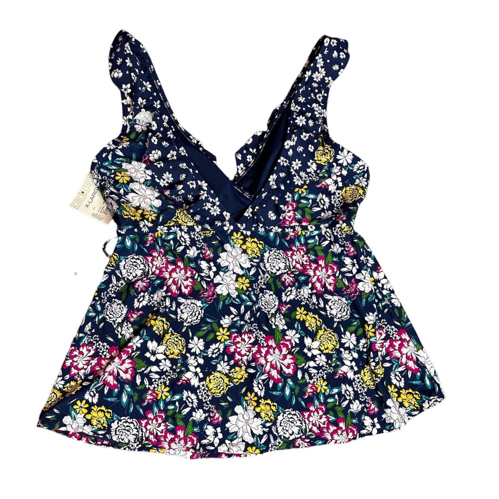 Liz Claiborne swimwear floral  duffel tankini top size XL